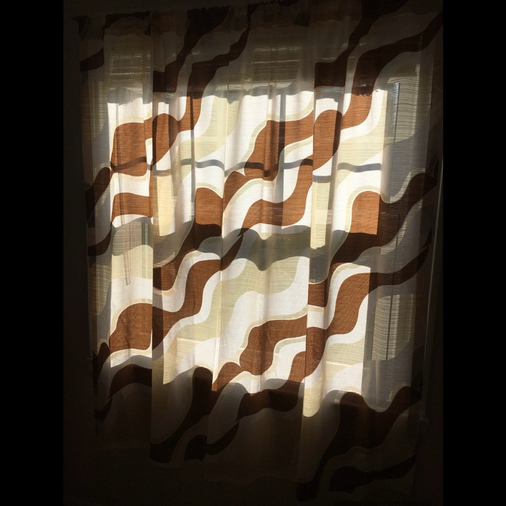 Vintage Mid Century Curtain Pair Waves